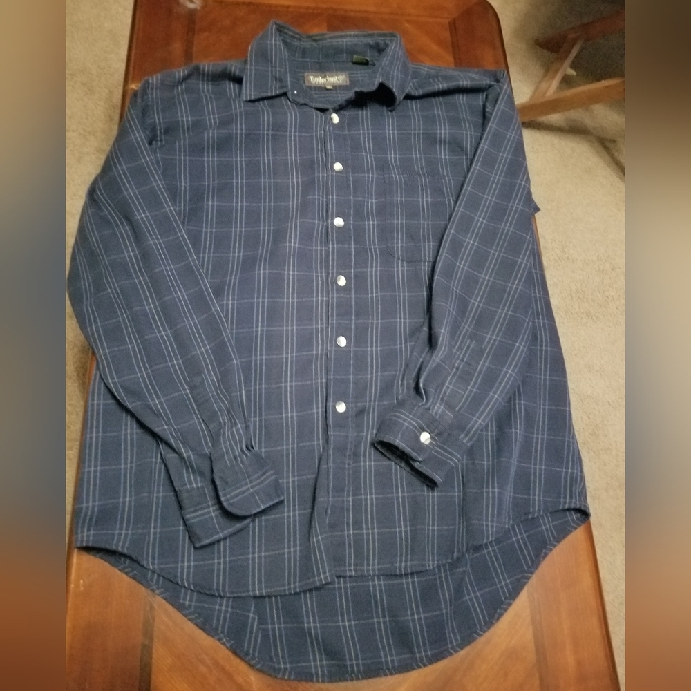 Timberland Weathergear Men's L Blue Plaid Shirt